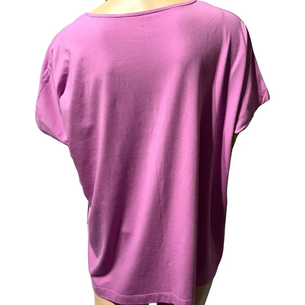 J.Jill Luxe Supima Easy Tee Size XL Womens Top Pink Petunia Boxy V-Neck NWT - Picture 4 of 9